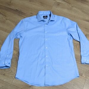 Psycho Bunny By Robert Light Blue Button Up ModernFit Shirt Mens Size 16 32/33
